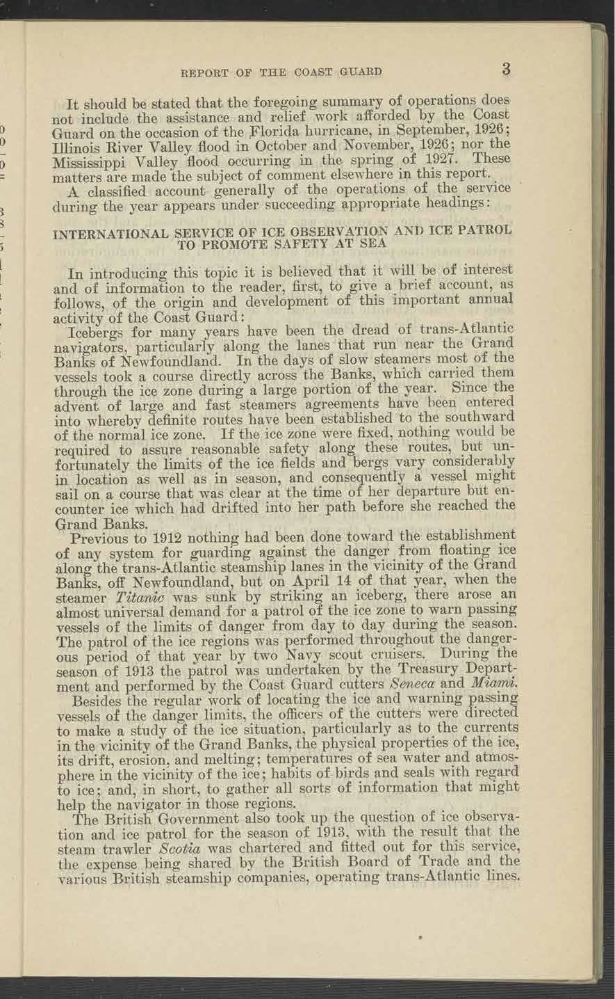 Report page 3 noting the separately treated Florida hurricane operation
