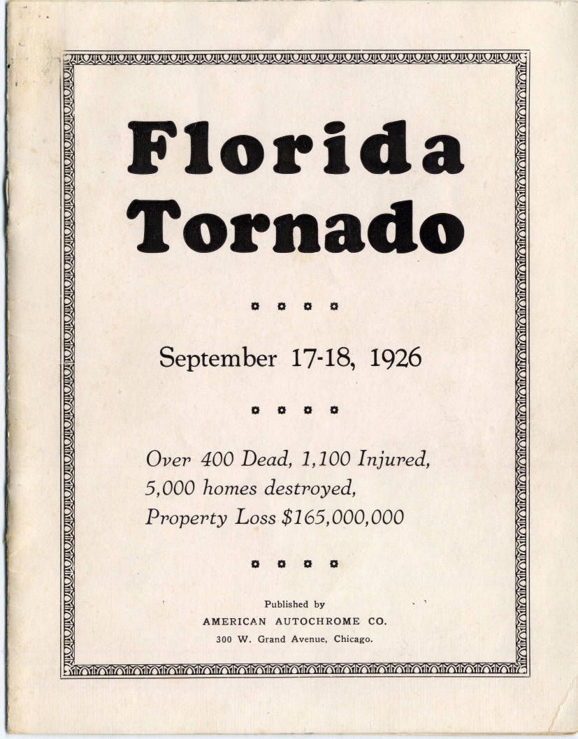 Florida Tornado September 17–18, 1926 pamphlet cover