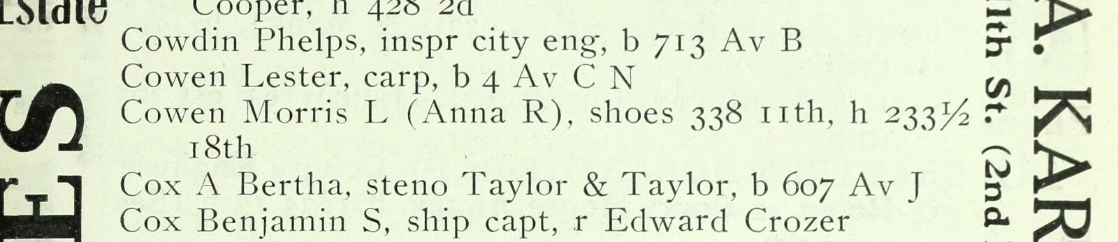 1920 Miami directory entry listing Morris L. Cowen and his shoe business