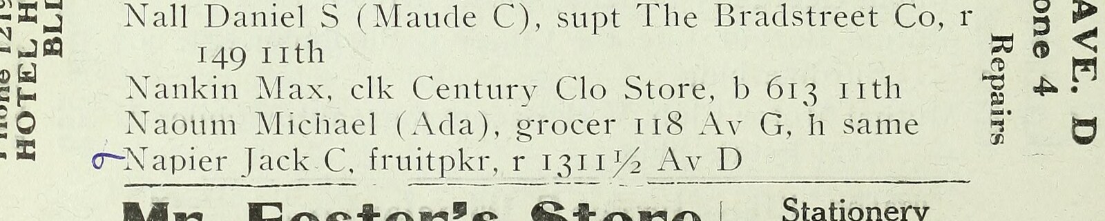 1920 Miami directory entry listing Max Nankin as a clothing-store clerk