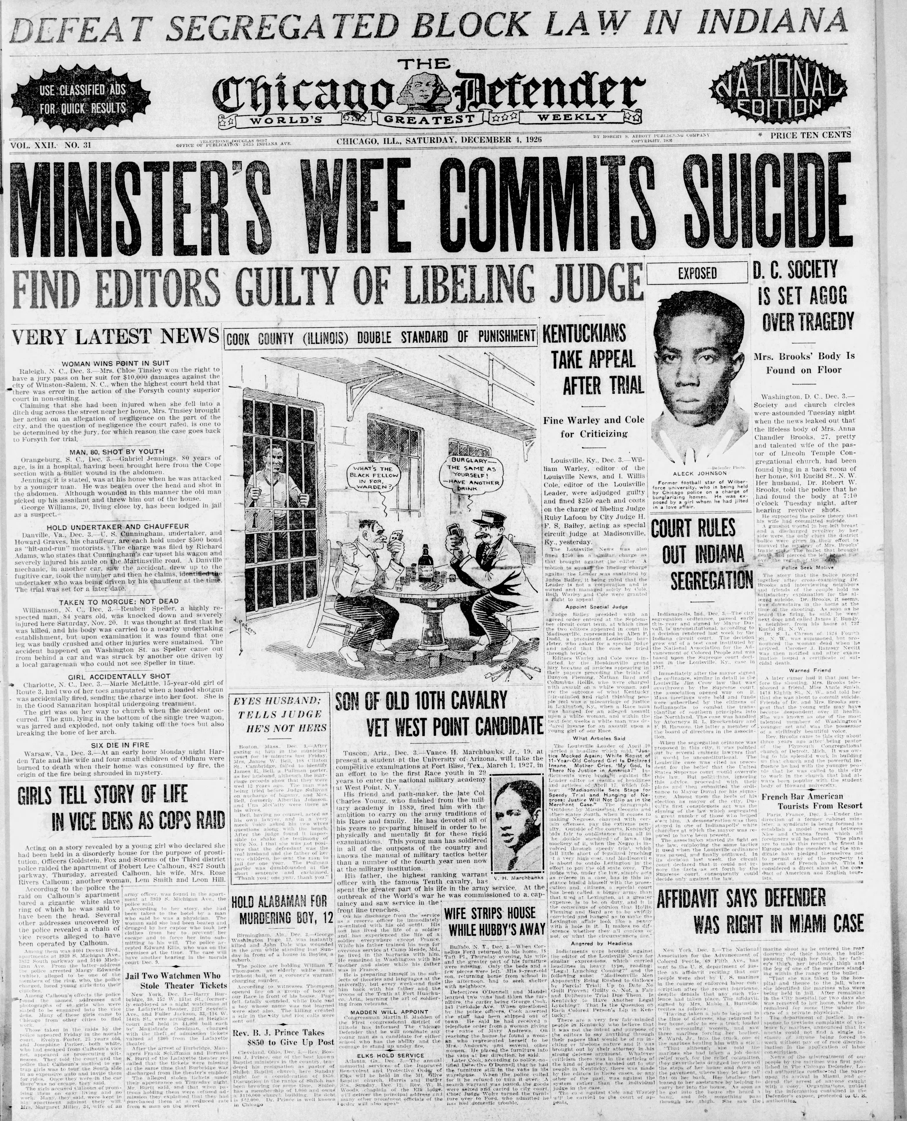 Chicago Defender front page, December 4, 1926
