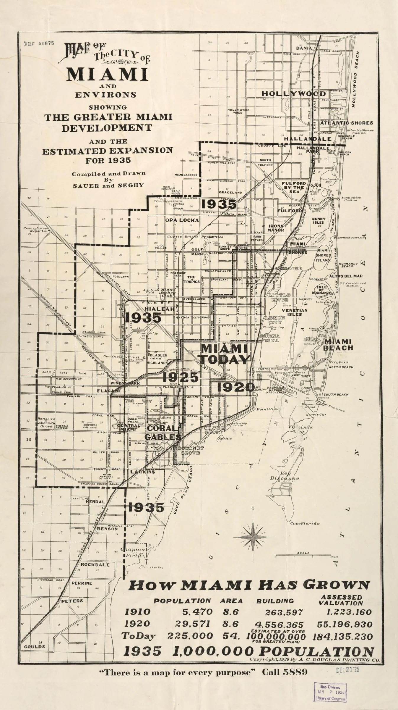 1925 Miami development map illustrating the scale of the land boom