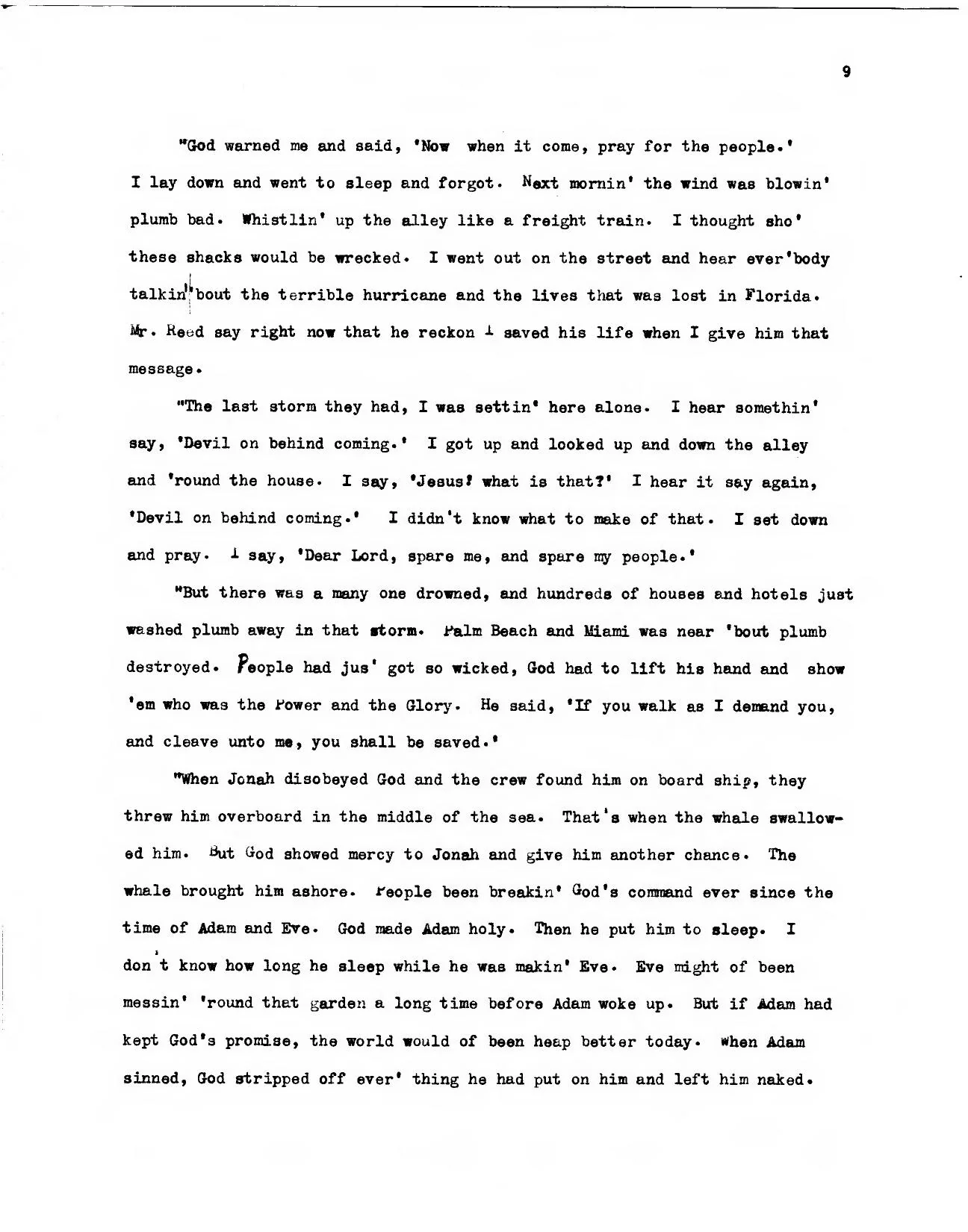 Page nine of the Leila Holmes interview