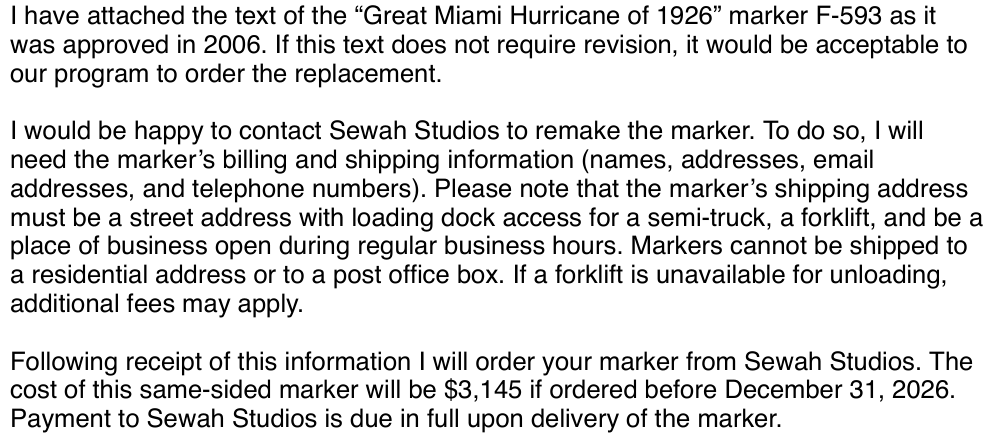 State email explains reuse of approved text, ordering requirements and a $3,145 replacement quote