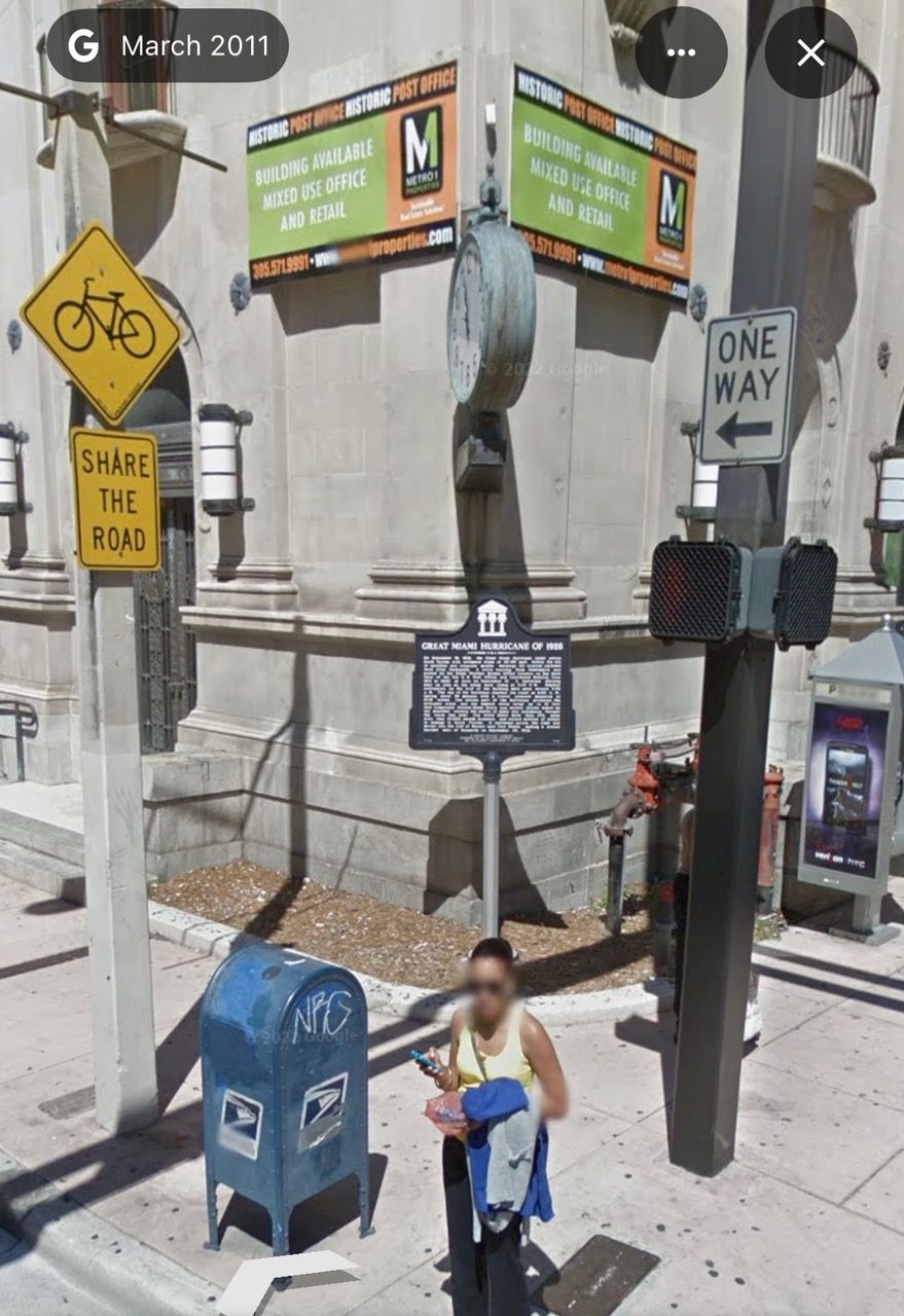 The hurricane marker outside the Old Federal Building in March 2011