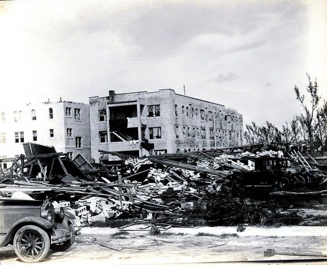 Damaged hotel block