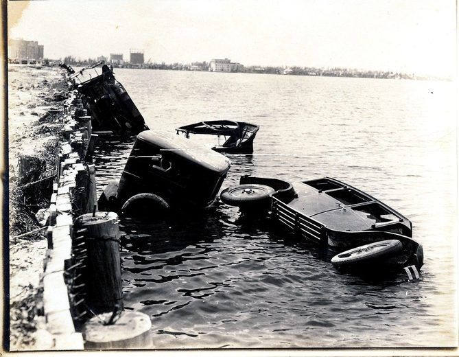 Automobile at the sea wall
