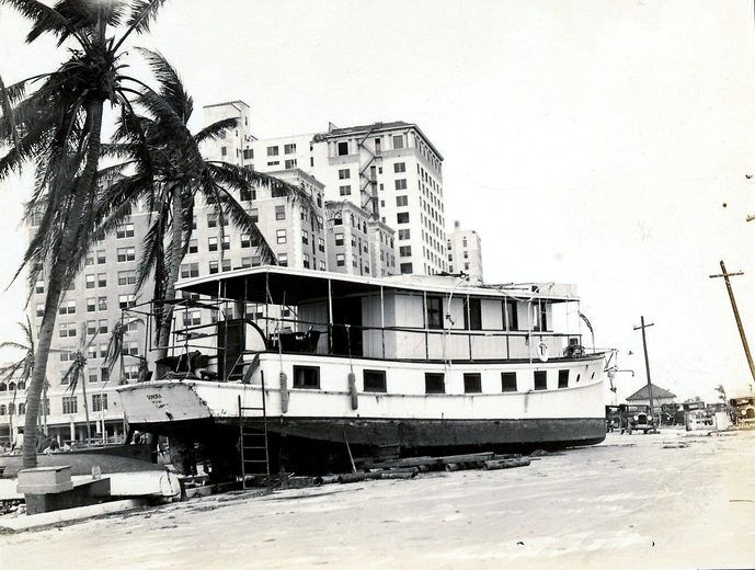 Vessel in front of a hotel