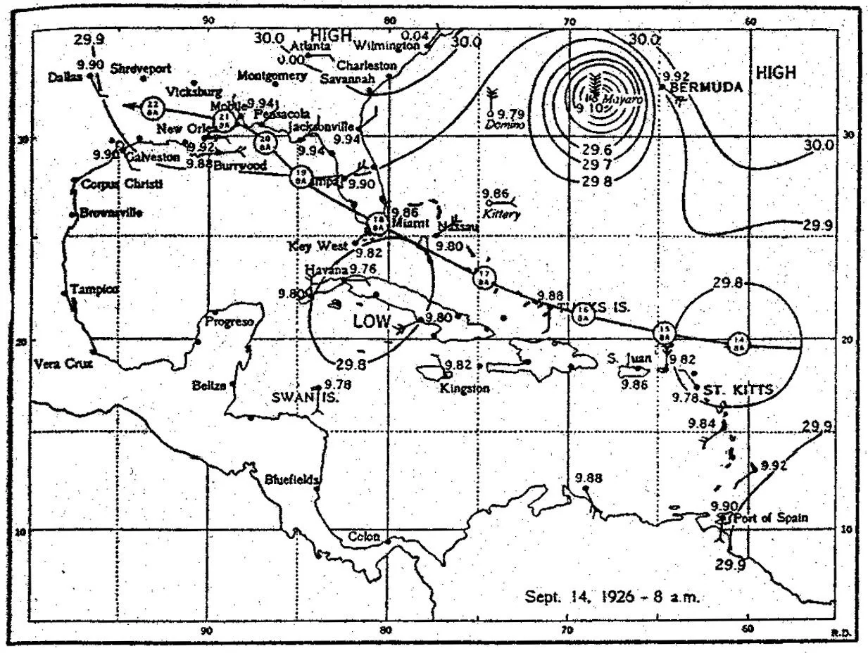 Weather map accompanying the selected timeline moment